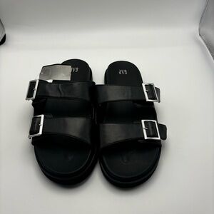 GAP Men Vegan Leather Double Strap Black Sandals Size 12 NWOT